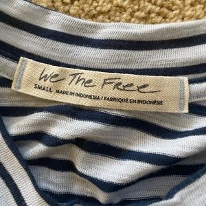 Free people blue and white tee shirt